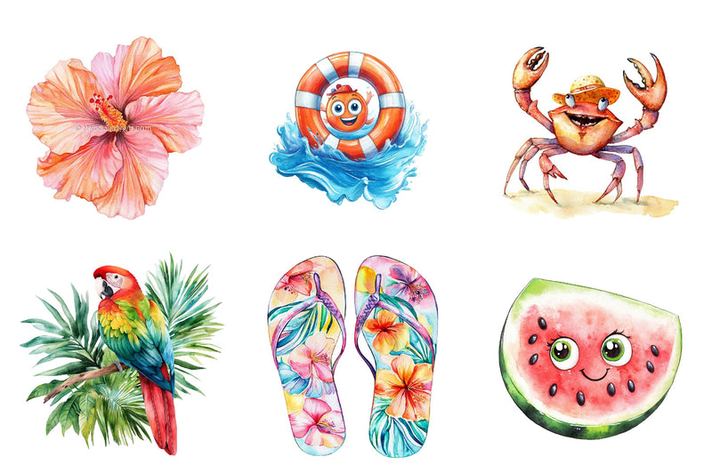 Happy Summer Element Clipart Bundle - CraftNest - Digital Crafting and Art