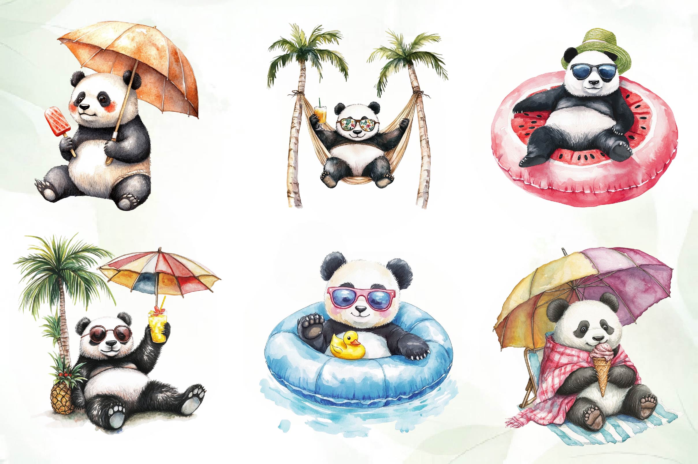 Funny Sunbathing Panda Clipart Bundle - CraftNest - Digital Crafting and Art