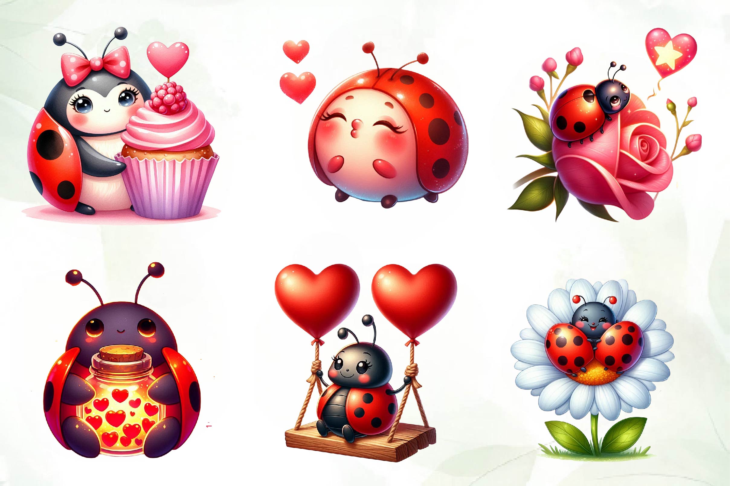 Cute Ladybug In Love Clipart Bundle - CraftNest - Digital Crafting and Art