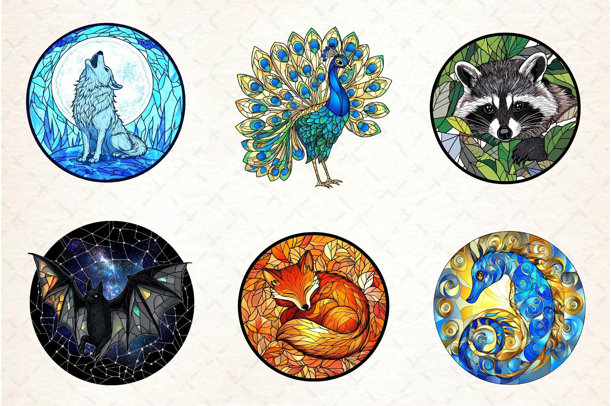 Round Stained Glass Animals Clipart Bundle - CraftNest - Digital Crafting and Art