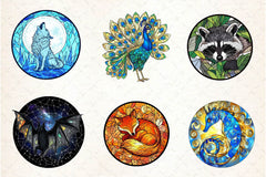 Round Stained Glass Animals Clipart Bundle - CraftNest - Digital Crafting and Art
