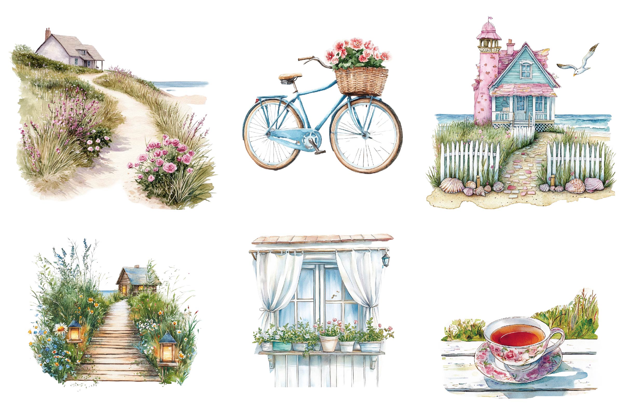 Summer Seaside Cottage Clipart Bundle - CraftNest - Digital Crafting and Art