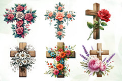 Cross Religious Floral Clipart Bundle - CraftNest - Digital Crafting and Art