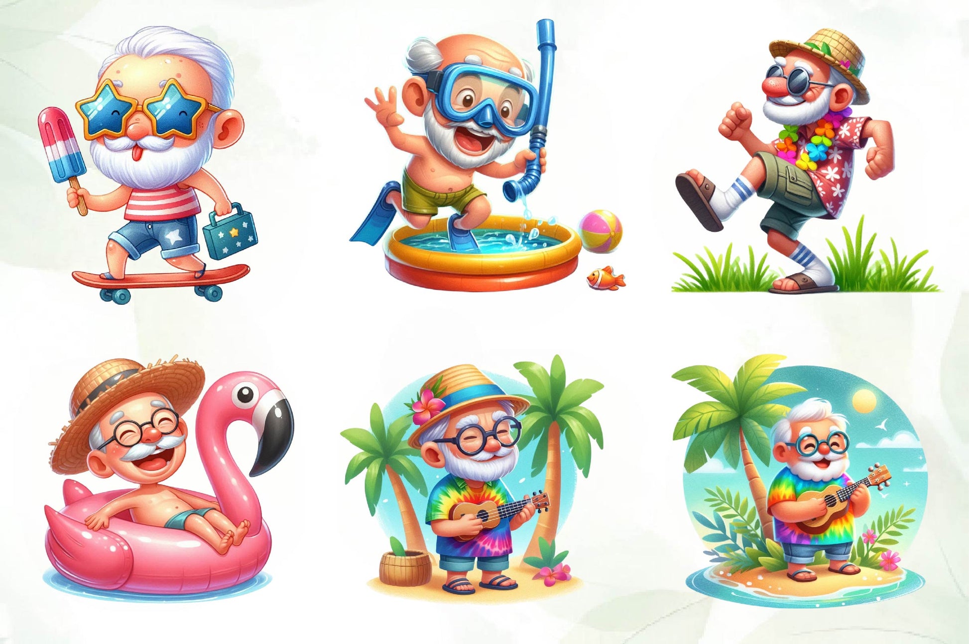 Funny Summer Grandpa Clipart Bundle - CraftNest - Digital Crafting and Art