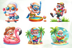 Funny Summer Grandpa Clipart Bundle - CraftNest - Digital Crafting and Art
