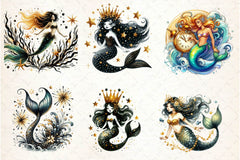 New Year Mermaid Clipart Bundle - CraftNest - Digital Crafting and Art