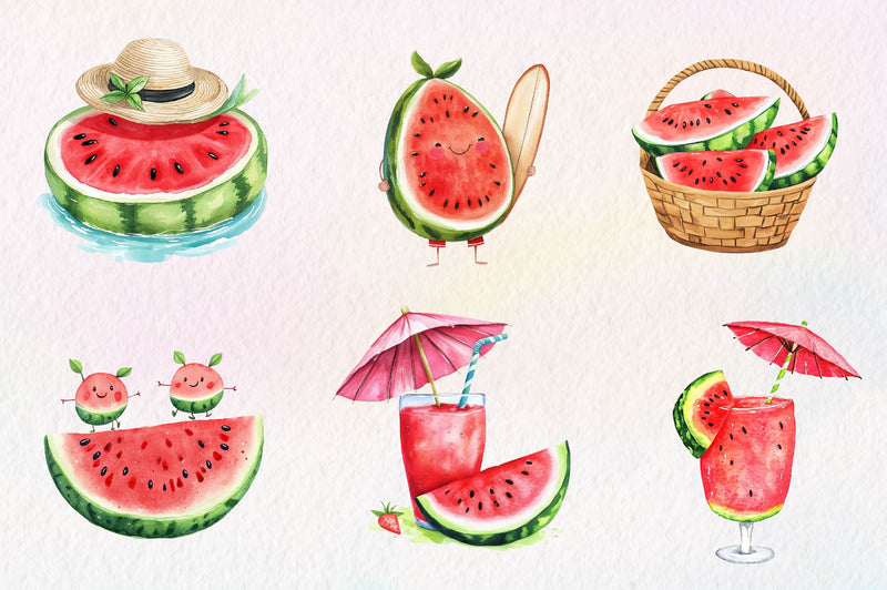 Summer Watermelon Clipart Bundle 1 - CraftNest - Digital Crafting and Art