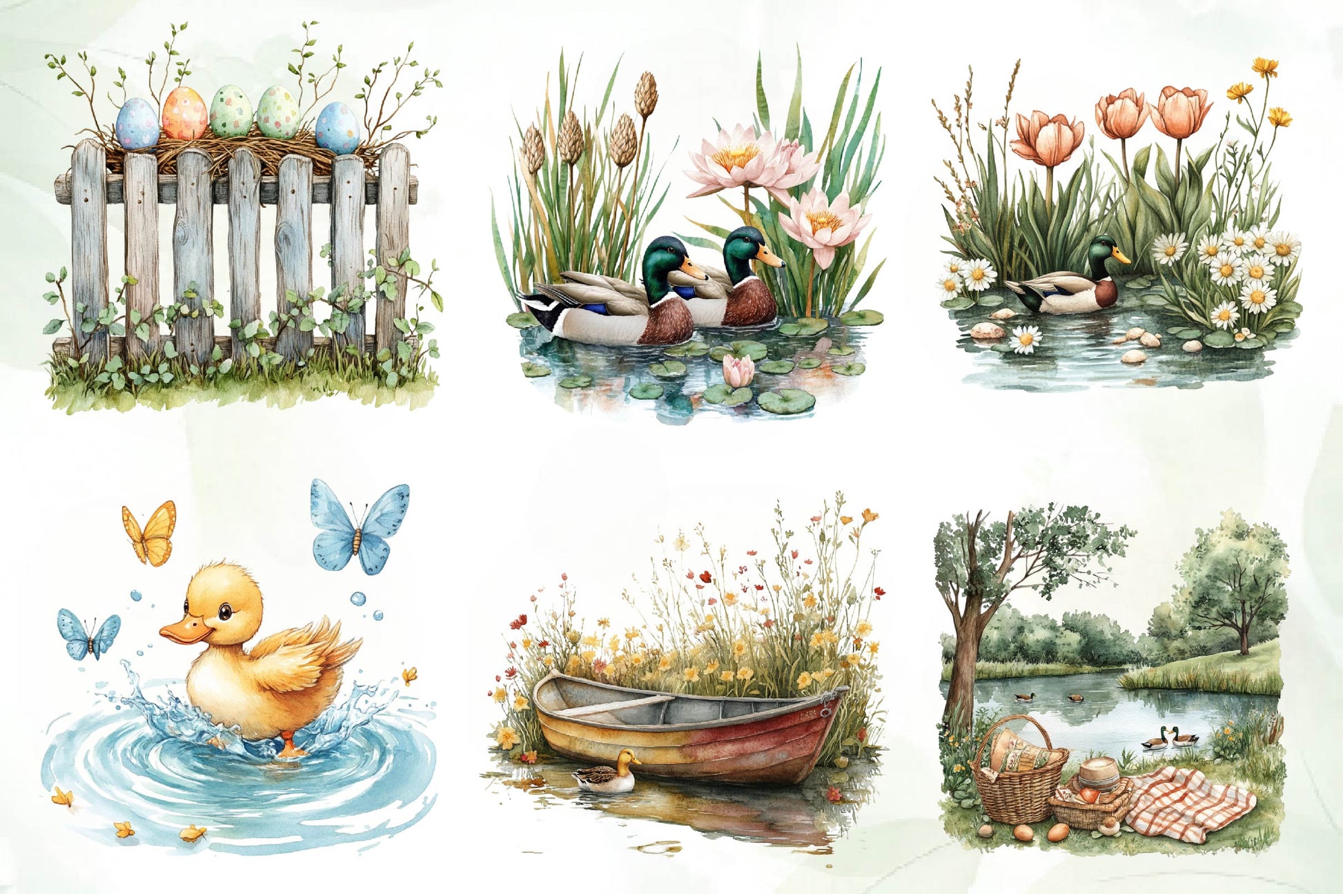 Springtime Duck Pond Clipart Bundle - CraftNest - Digital Crafting and Art