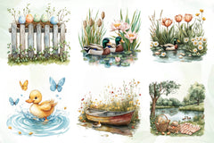Springtime Duck Pond Clipart Bundle - CraftNest - Digital Crafting and Art