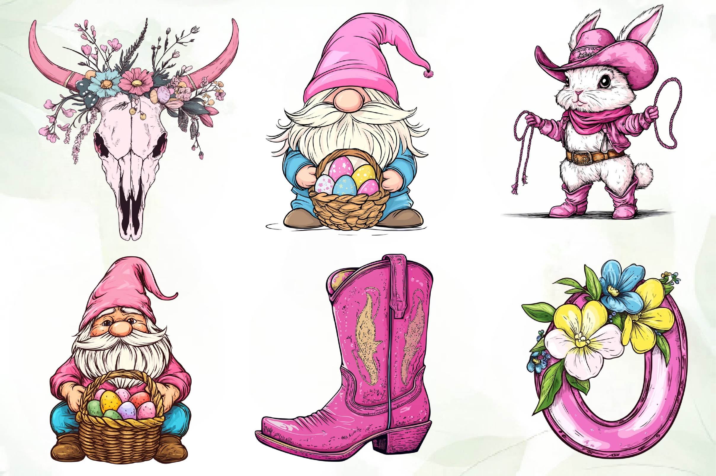 Vintage Pink Easter Western Clipart Bundle - CraftNest - Digital Crafting and Art