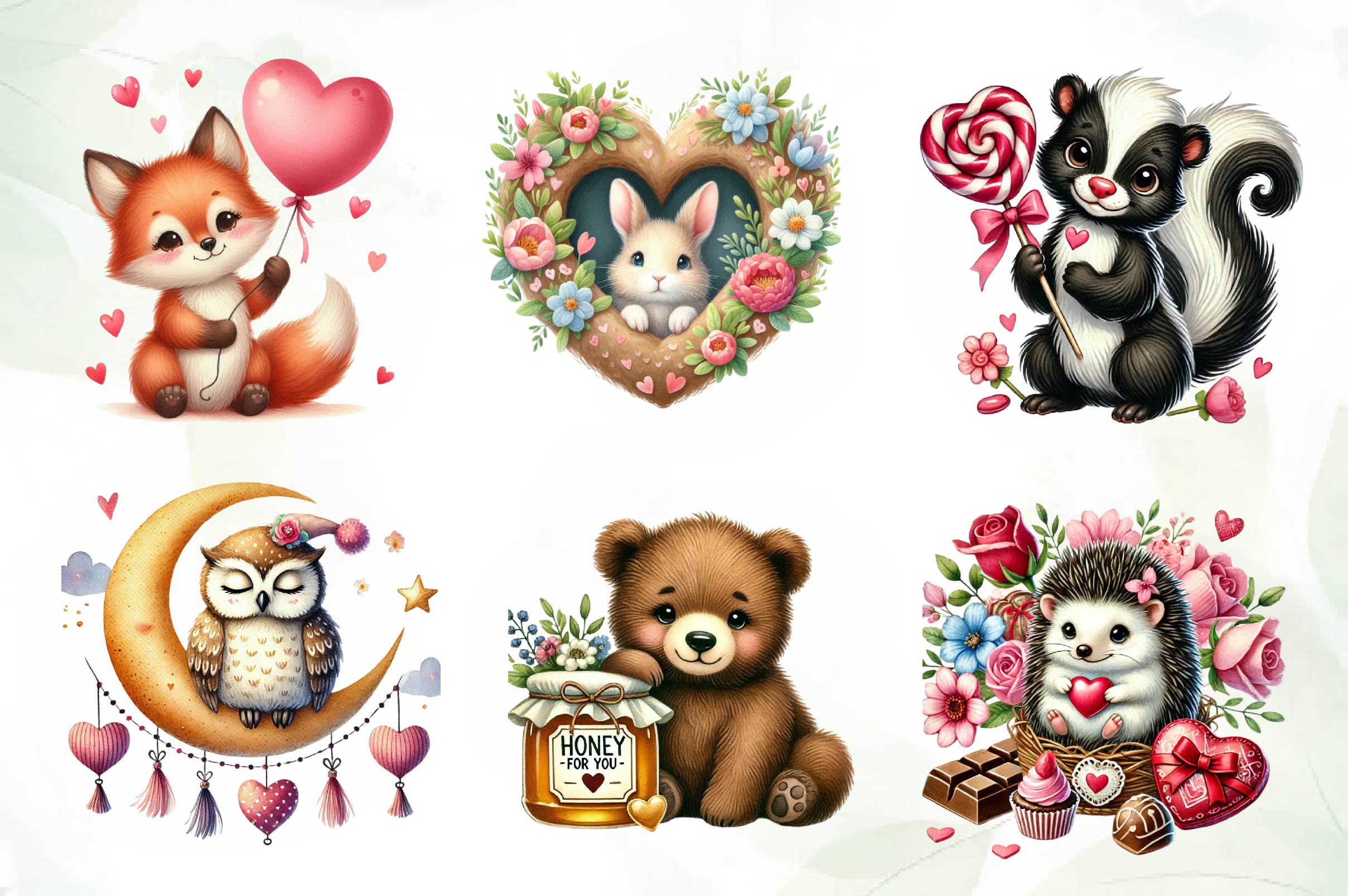 Valentine Woodland Animal Clipart Bundle - CraftNest - Digital Crafting and Art