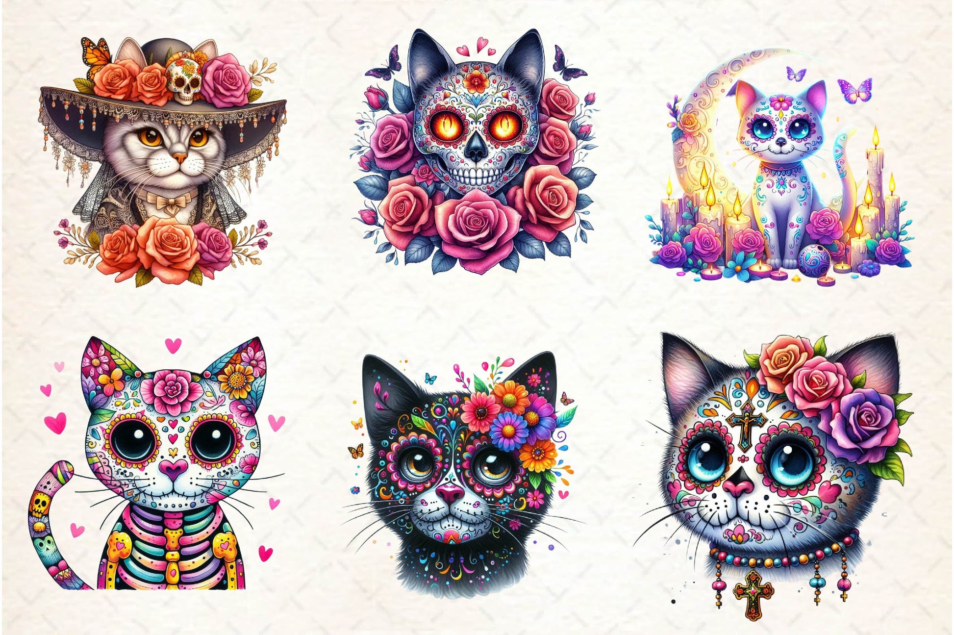 Day Of The Dead Cat Clipart Bundle - CraftNest - Digital Crafting and Art