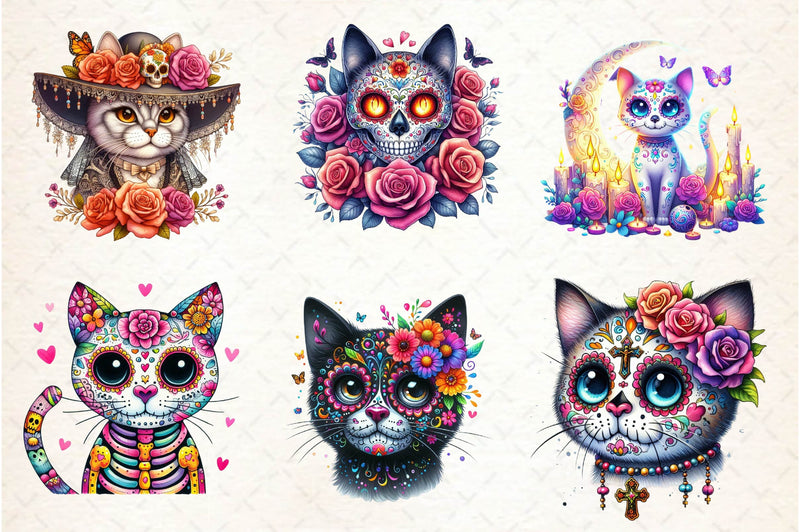 Day Of The Dead Cat Clipart Bundle - CraftNest - Digital Crafting and Art