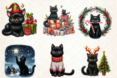 Black Cat Christmas Clipart Bundle - CraftNest - Digital Crafting and Art