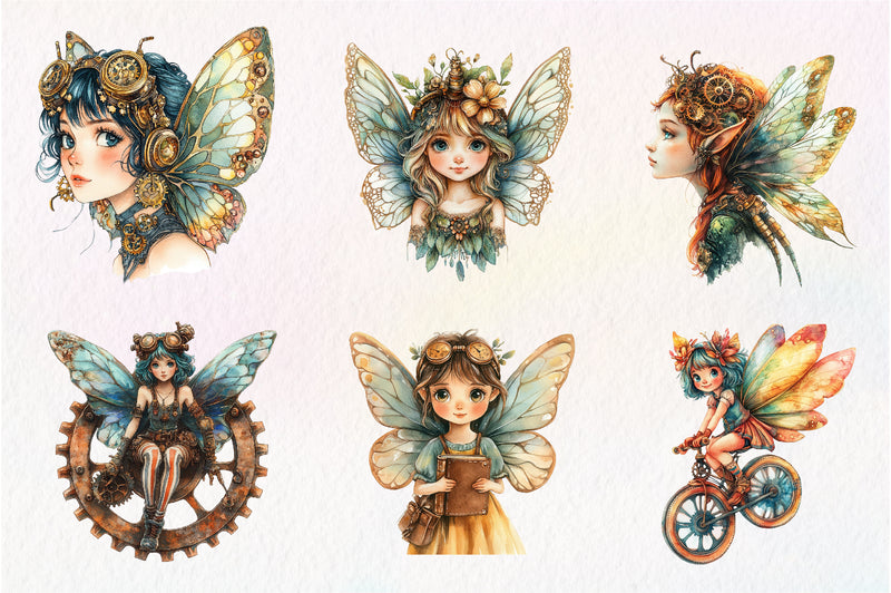 Steampunk Fairy Clipart Bundle 1 - CraftNest - Digital Crafting and Art