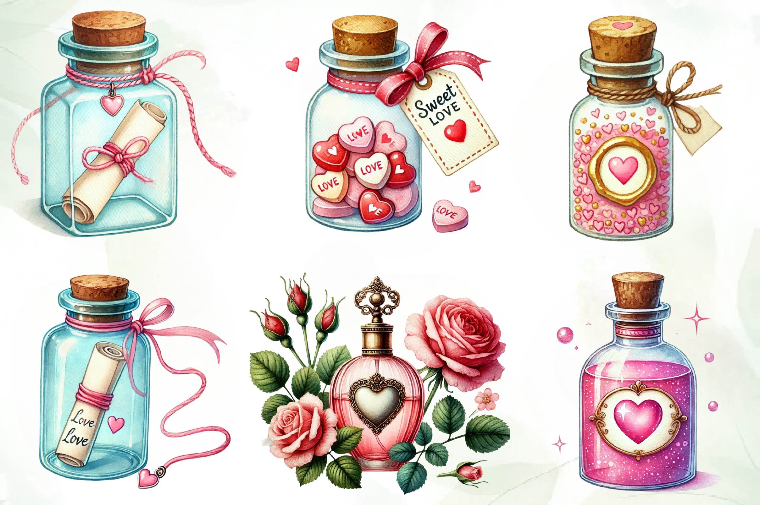 Love Bottle Valentines Day Clipart Bundle - CraftNest - Digital Crafting and Art
