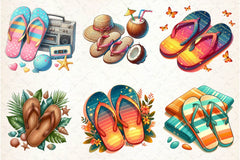 Retro Summer Flip Flops Clipart Bundle - CraftNest - Digital Crafting and Art