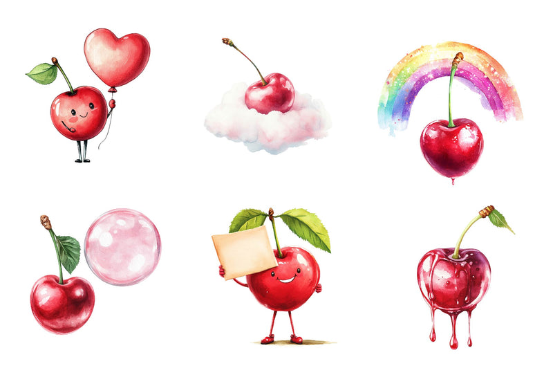 Cherry Cute Clipart Bundle - CraftNest - Digital Crafting and Art
