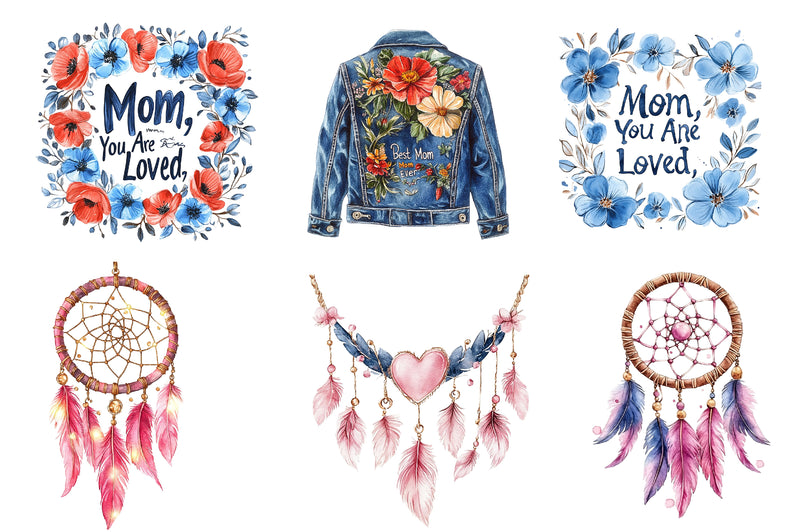 Denim Mothers Day Clipart Bundle - CraftNest - Digital Crafting and Art