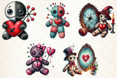 Valentines Day Gothic Voodoo Doll Clipart Bundle - CraftNest - Digital Crafting and Art