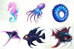 Bioluminescent Sea Animal Clipart Bundle - CraftNest - Digital Crafting and Art