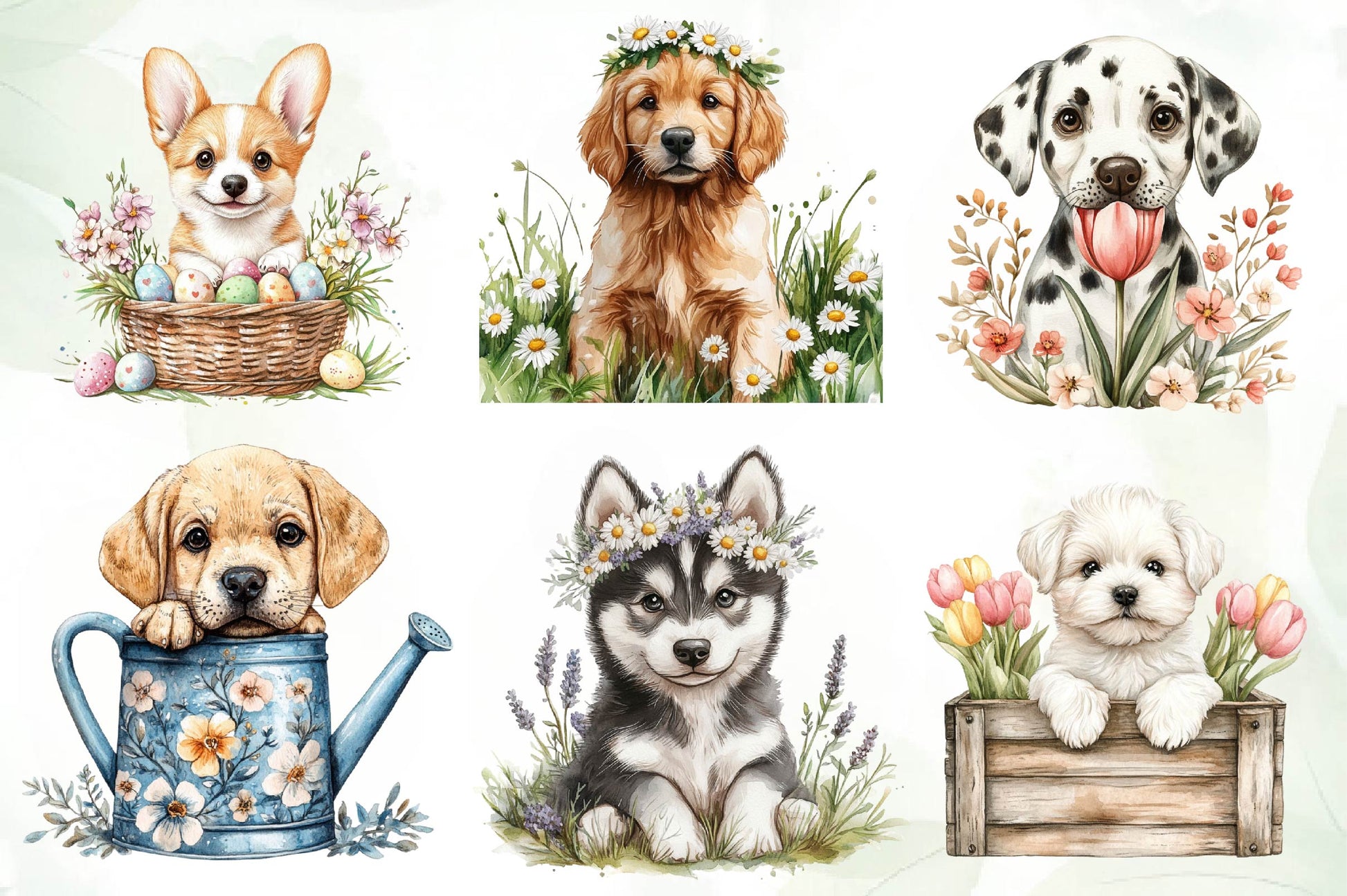 Cute Spring Puppy Clipart Bundle - CraftNest - Digital Crafting and Art