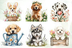 Cute Spring Puppy Clipart Bundle - CraftNest - Digital Crafting and Art