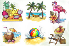 Tropical Summer Vacation Beach Vacation Clipart Bundle - CraftNest - Digital Crafting and Art