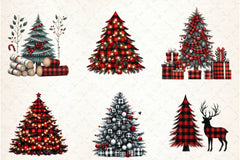 Buffalo Plaid Christmas Tree Clipart Bundle - CraftNest - Digital Crafting and Art