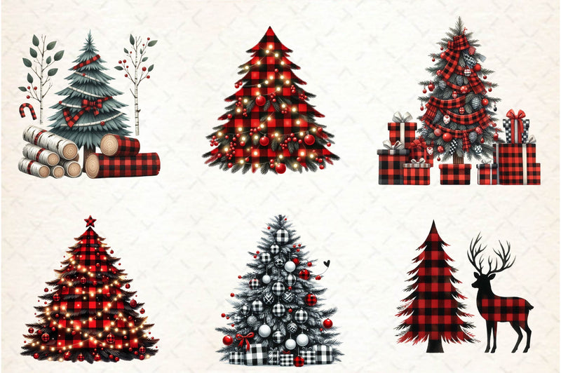 Buffalo Plaid Christmas Tree Clipart Bundle - CraftNest - Digital Crafting and Art