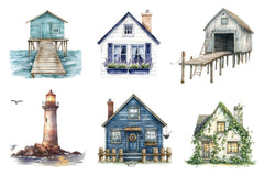 Seaside Houses And Lighthouses Clipart Bundle - CraftNest - Digital Crafting and Art