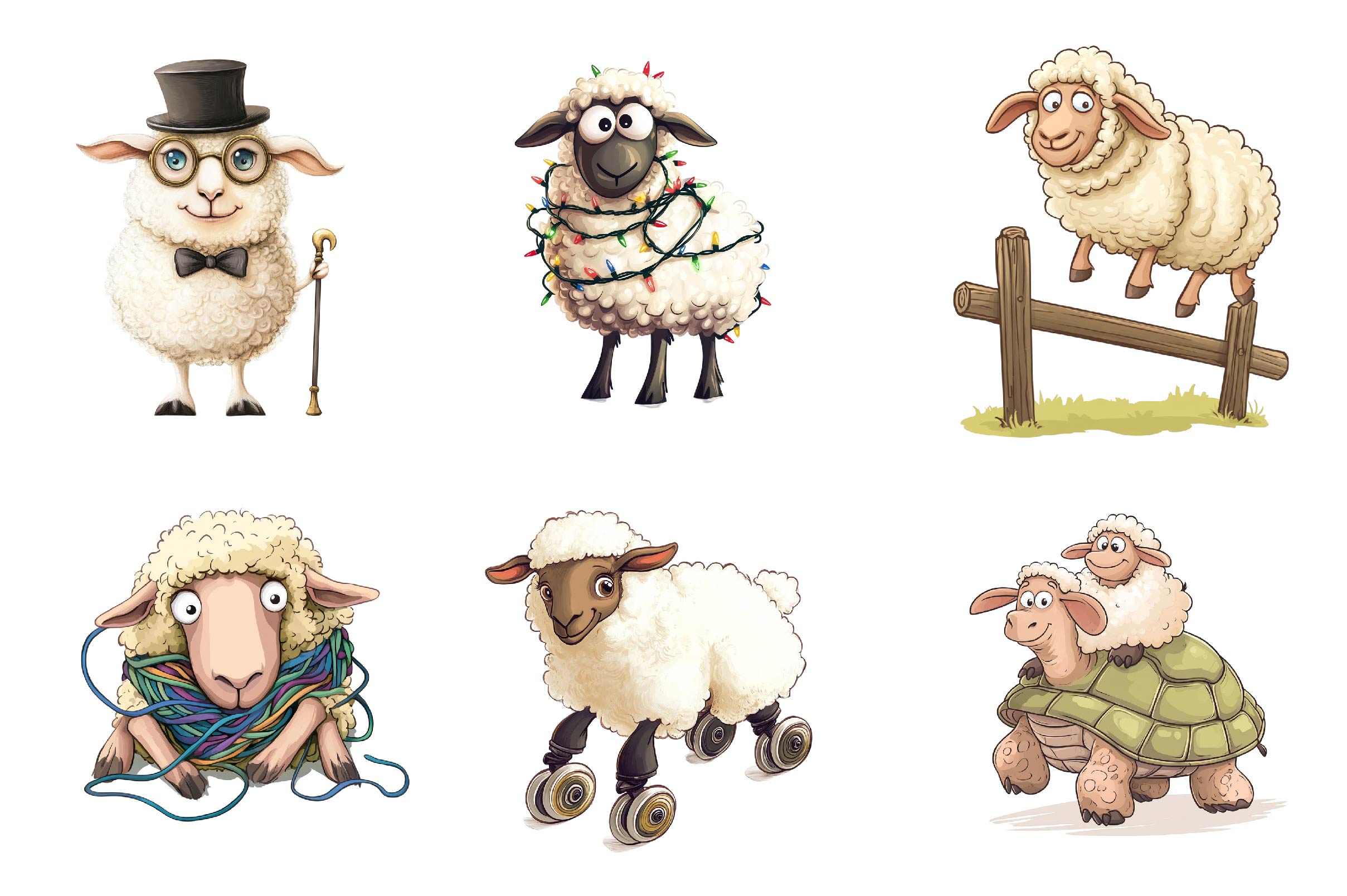 Quirky Funny Sheep Clipart Bundle - CraftNest - Digital Crafting and Art