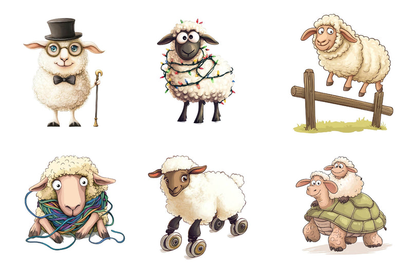 Quirky Funny Sheep Clipart Bundle - CraftNest - Digital Crafting and Art