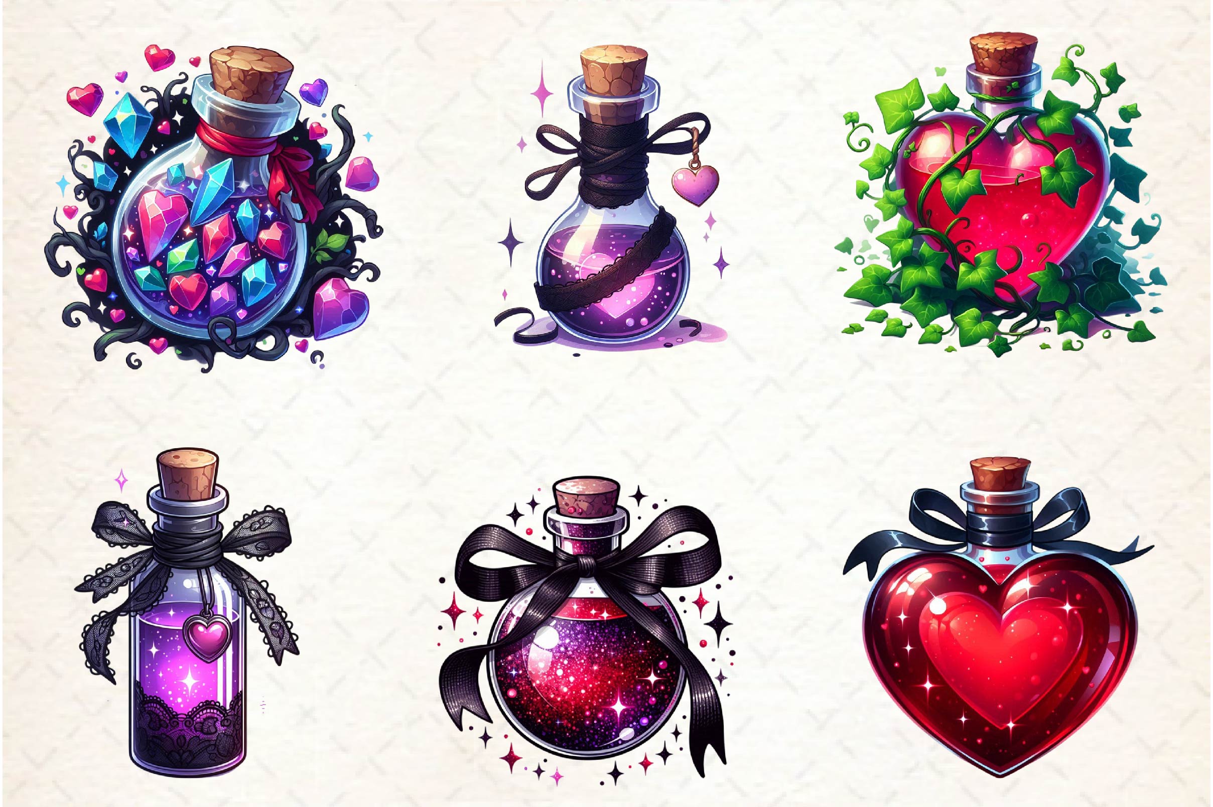 Valentine Gothic Love Potions Clipart Bundle - CraftNest - Digital Crafting and Art