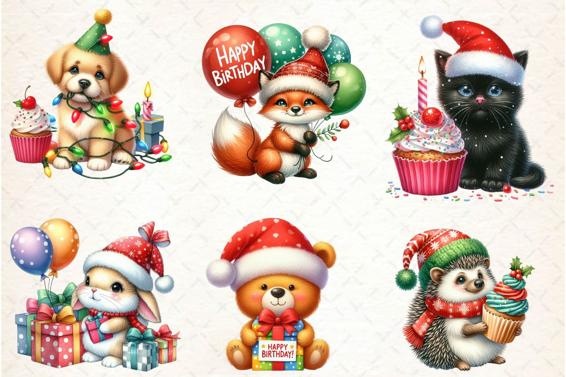 Christmas Birthday Animals Clipart Bundle - CraftNest - Digital Crafting and Art