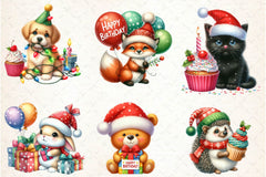 Christmas Birthday Animals Clipart Bundle - CraftNest - Digital Crafting and Art