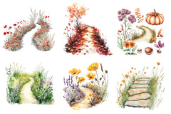 Fall Wildflowers Pathway Clipart Bundle - CraftNest - Digital Crafting and Art