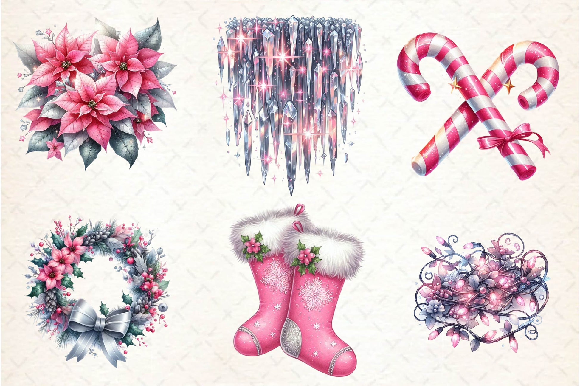Pink Silver Christmas Clipart Bundle - CraftNest - Digital Crafting and Art