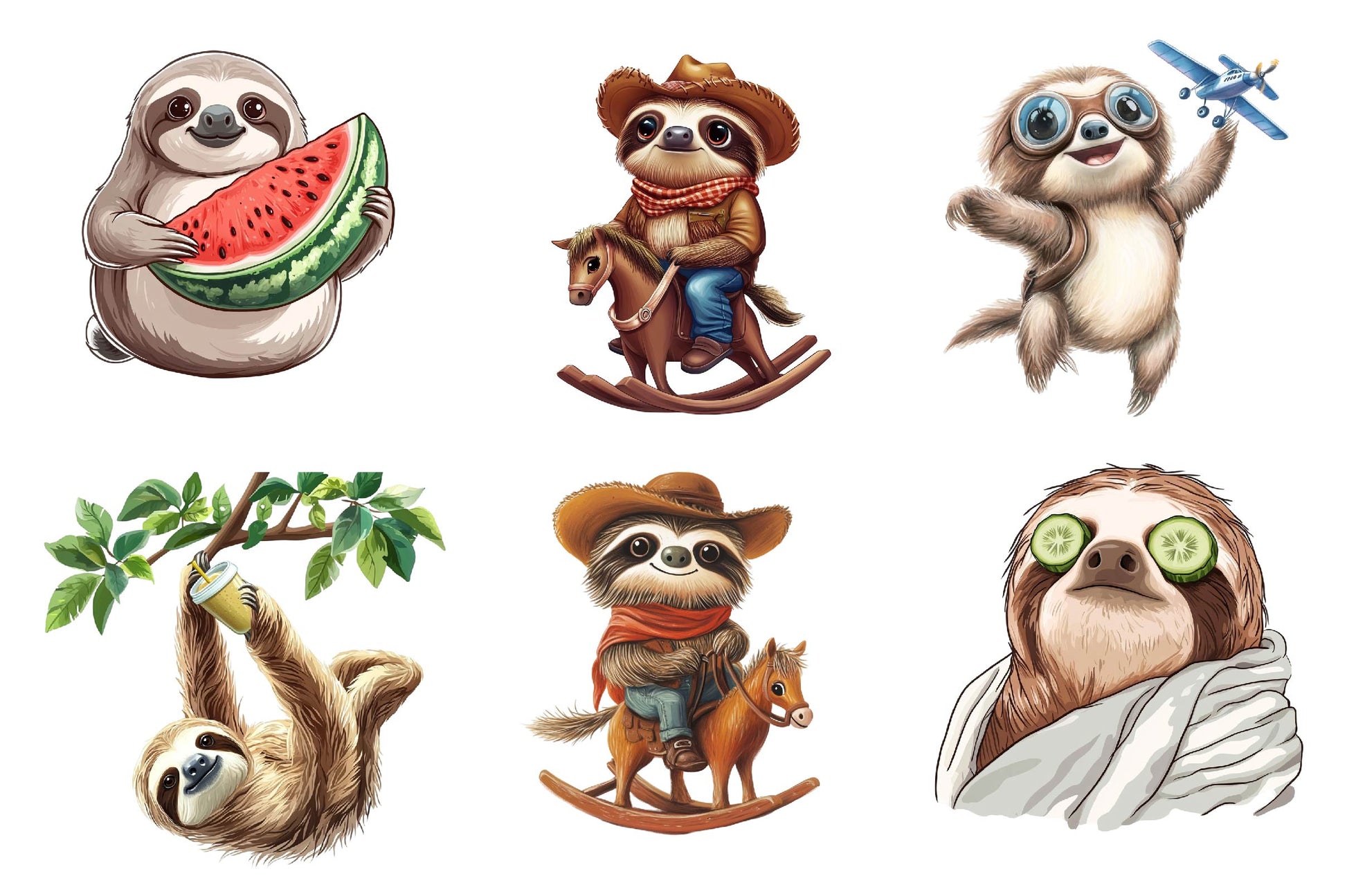 Quirky Funny Sloth Clipart Bundle - CraftNest - Digital Crafting and Art