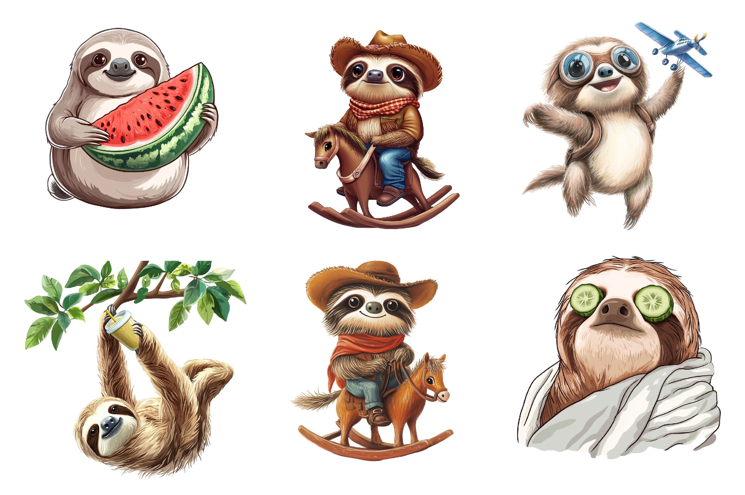 Quirky Funny Sloth Clipart Bundle - CraftNest - Digital Crafting and Art