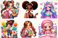 African American Girls Clipart Bundle - CraftNest - Digital Crafting and Art