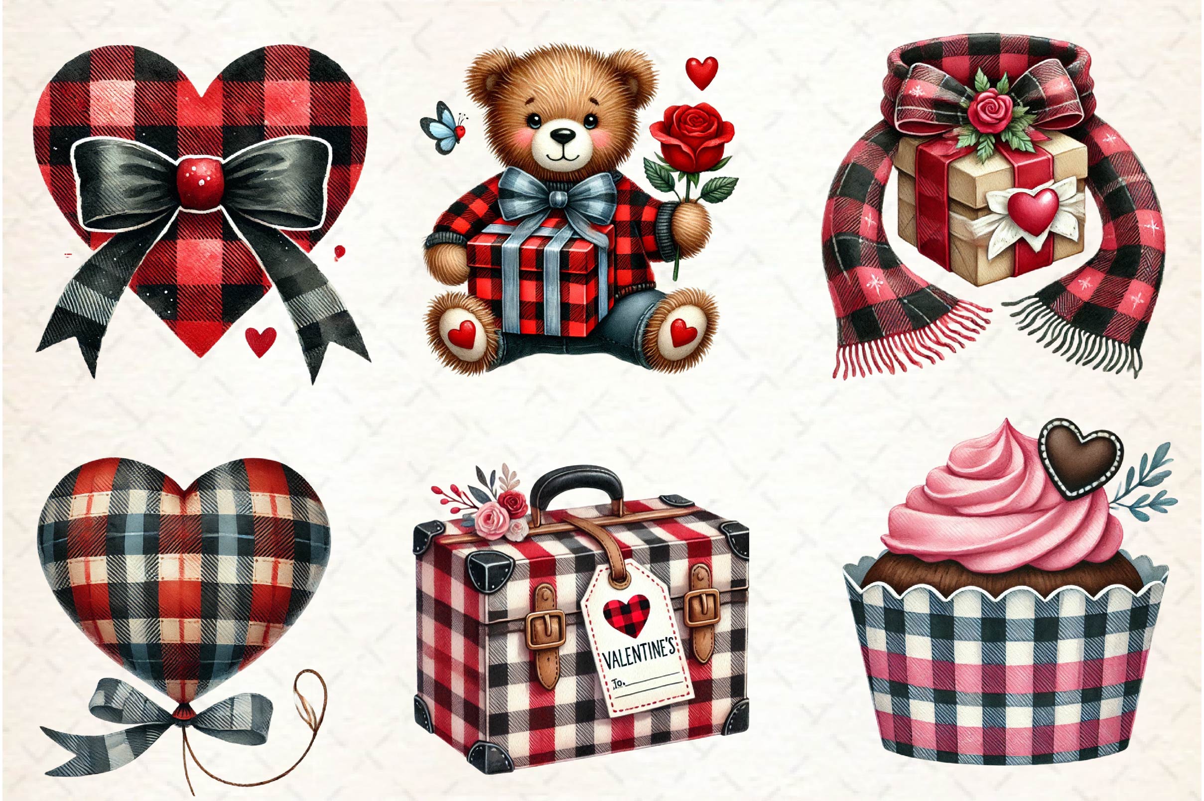 Valentines Buffalo Plaid Clipart Bundle - CraftNest - Digital Crafting and Art