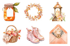 Peach Colored Autumn Clipart Bundle 1 - CraftNest - Digital Crafting and Art