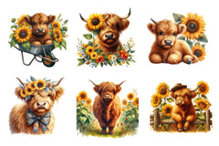 Sunflower Highland Cow Clipart Bundle - CraftNest - Digital Crafting and Art