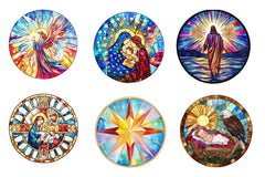 Round Stained Glass 4th Of July Nativity Clipart Bundle - CraftNest - Digital Crafting and Art