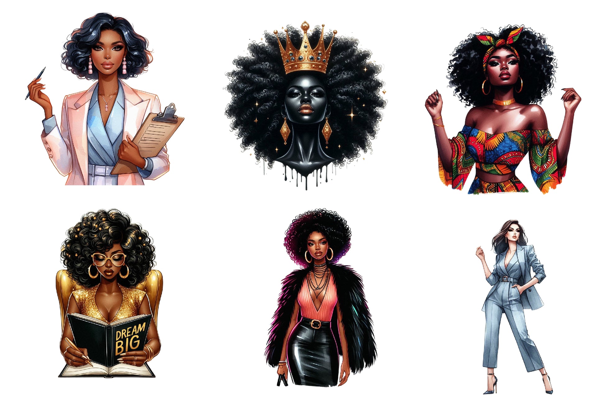 Black Boss Lady Clipart Bundle - CraftNest - Digital Crafting and Art