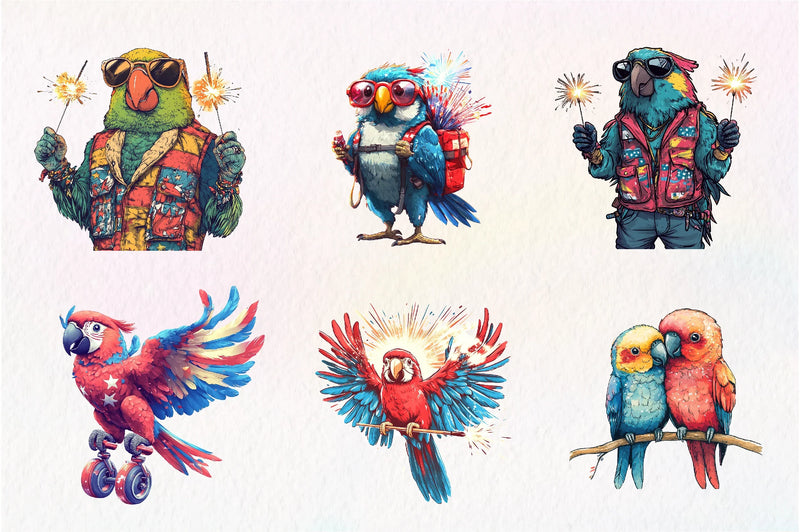 Patriotic 4th Of July Parrot Clipart Bundle - CraftNest - Digital Crafting and Art