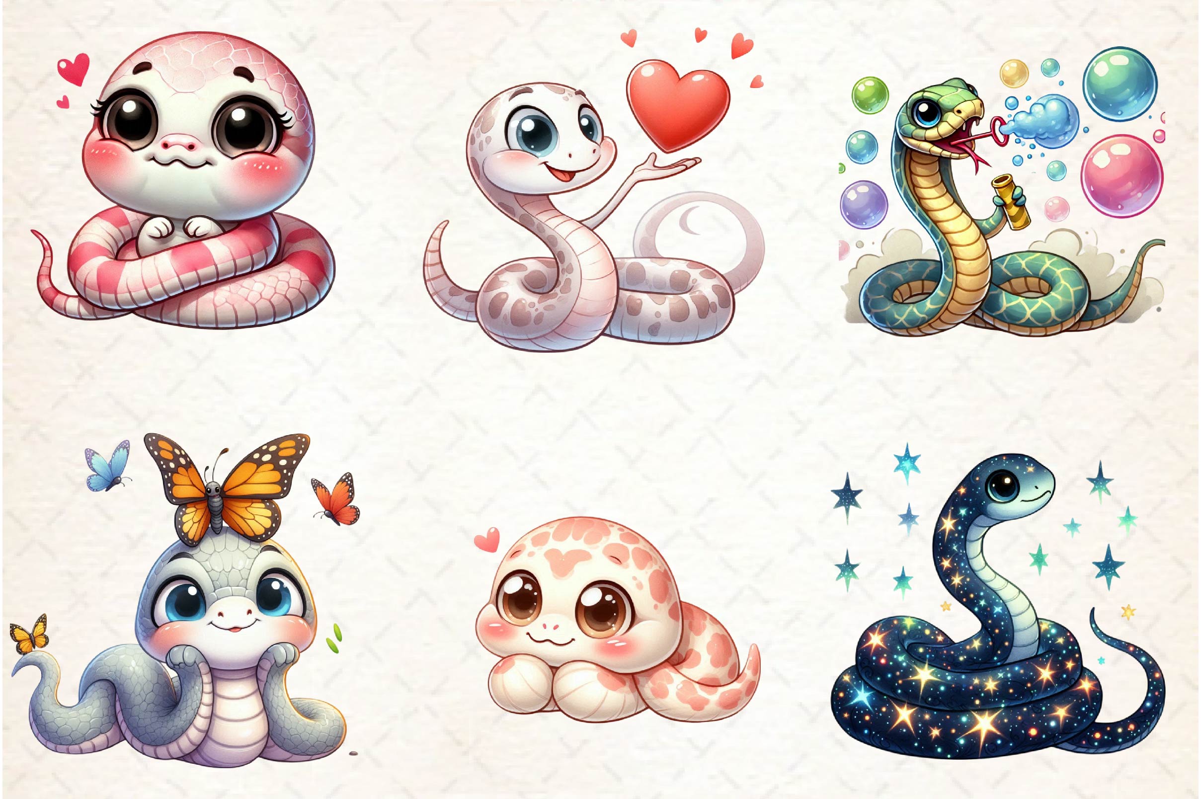 Cute Baby Snake Nursery Art Clipart Bundle - CraftNest - Digital Crafting and Art