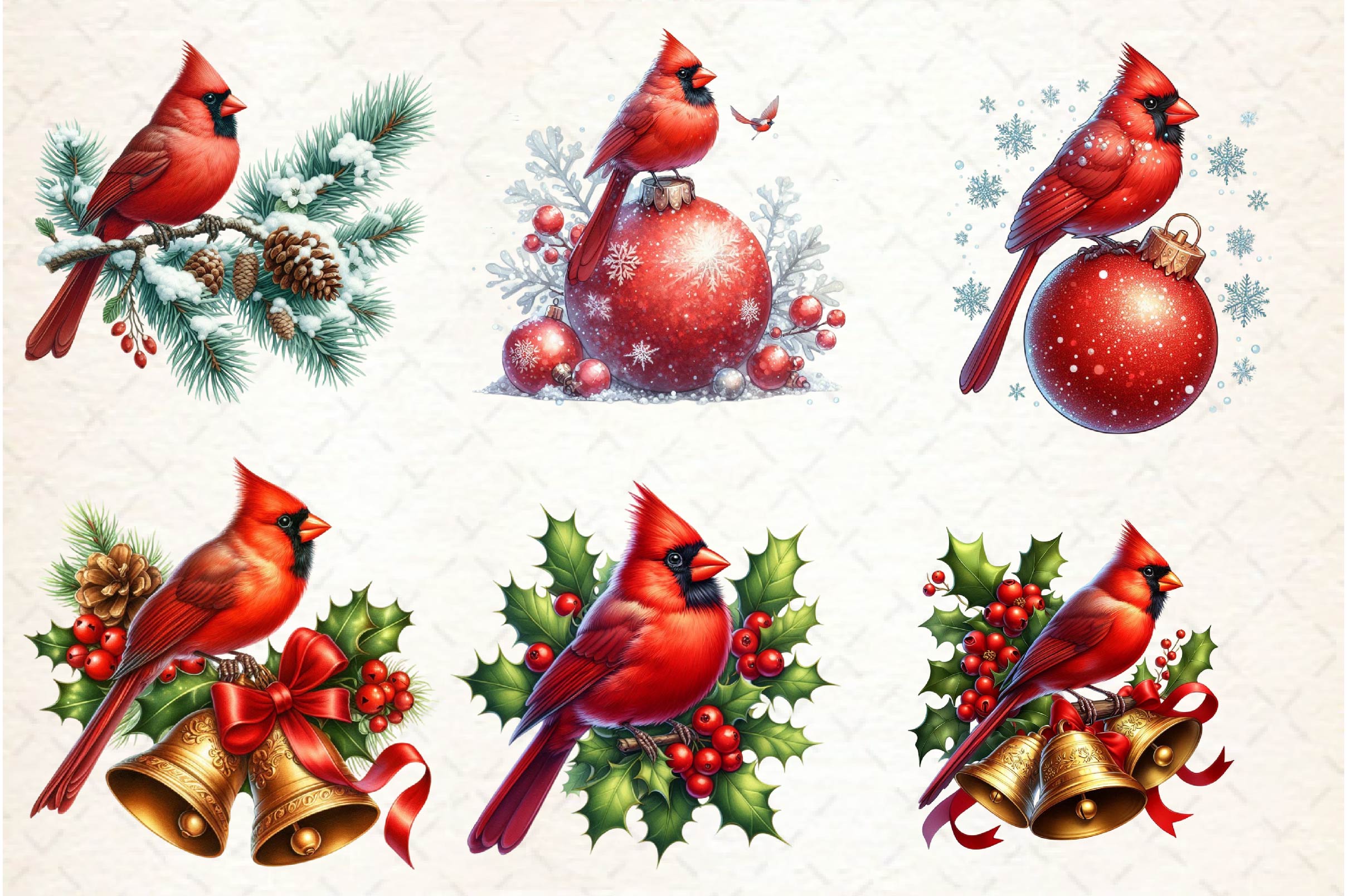 Red Cardinals Christmas Clipart Bundle - CraftNest - Digital Crafting and Art