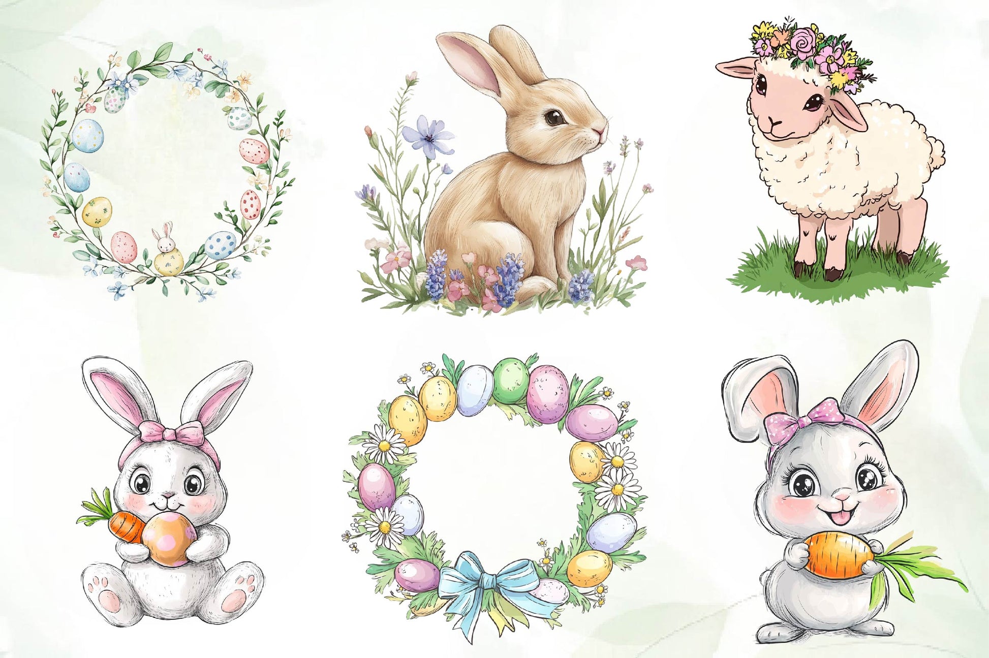 Cute Pastel Easter Clipart Bundle - CraftNest - Digital Crafting and Art